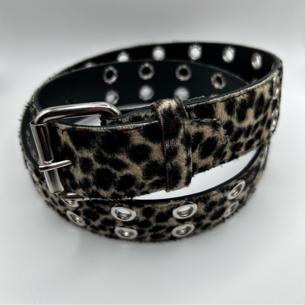 Vintage fuzzy leopard belt
